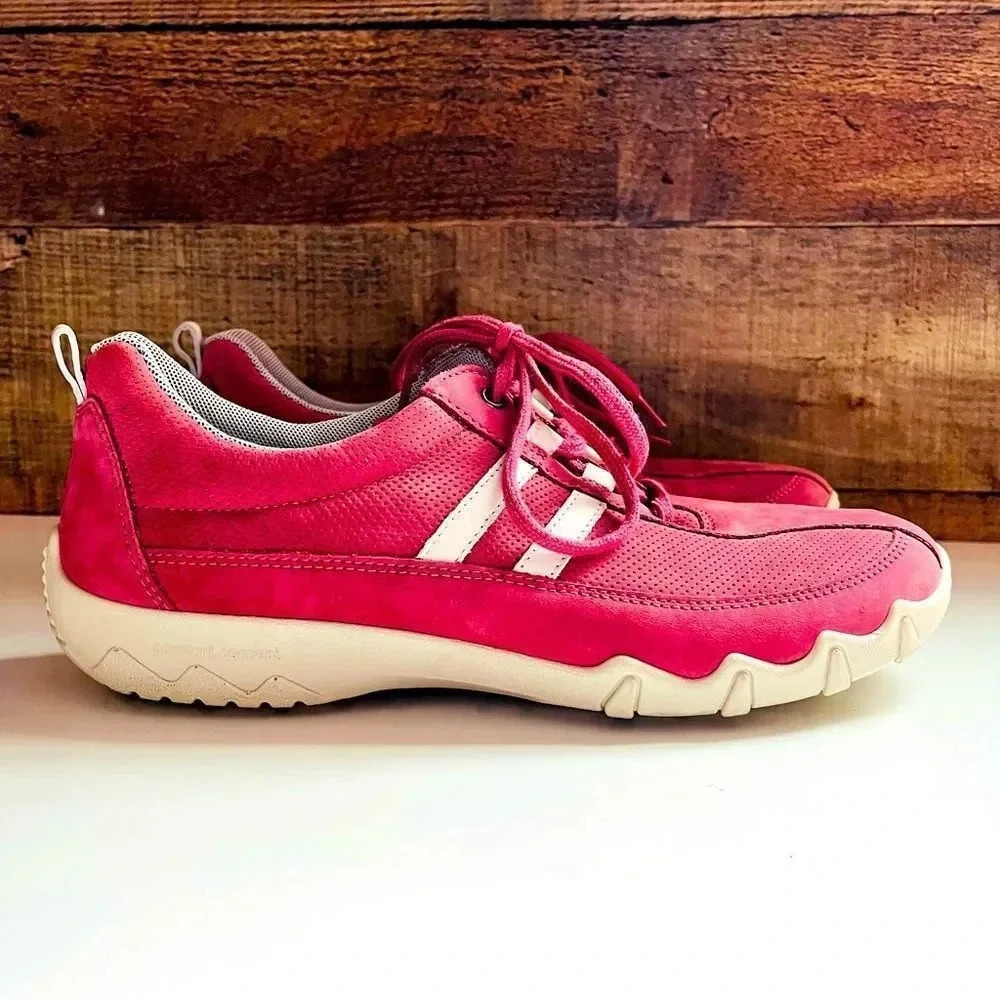 Nwot Hotter Leanne Pink Confort Concept Leather Lace Up Sneakers - Picture 2 of 10